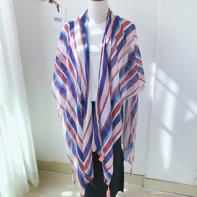 China colorful striped cotton scarf