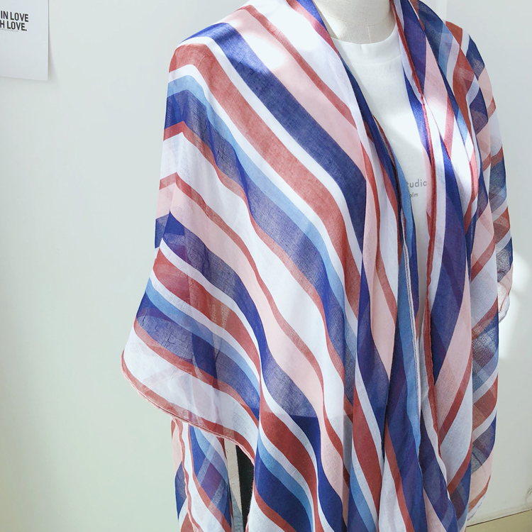 China colorful striped cotton scarf