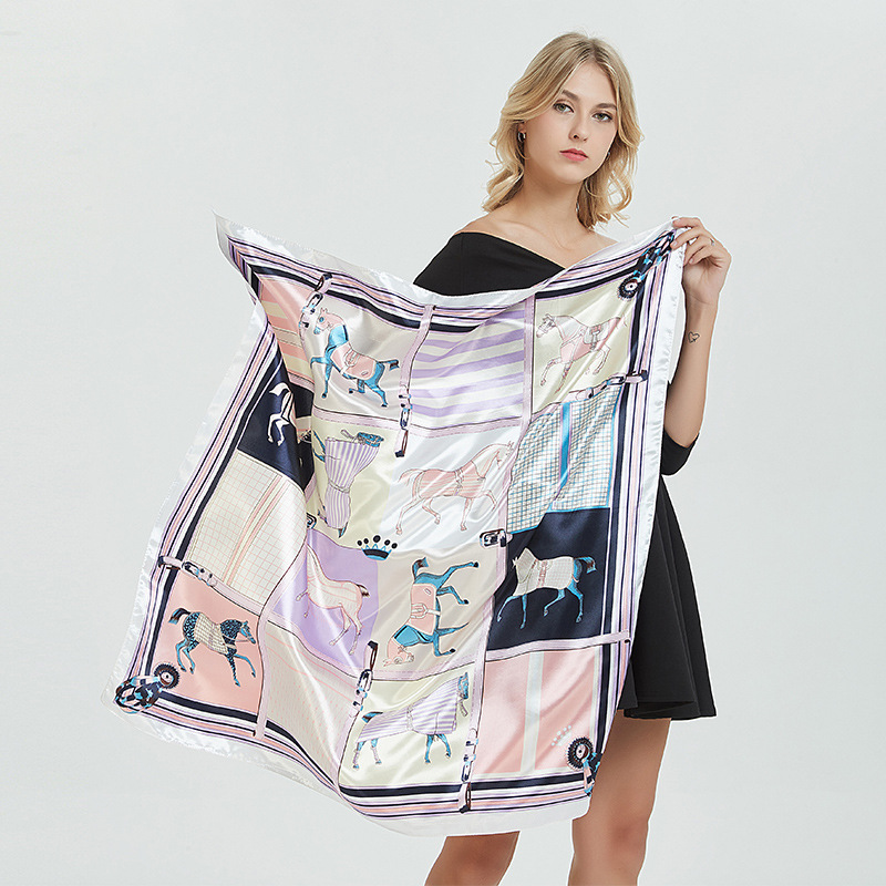 Zhejiang 90cm Fashion Square Scarf Decoration Silk Scarf