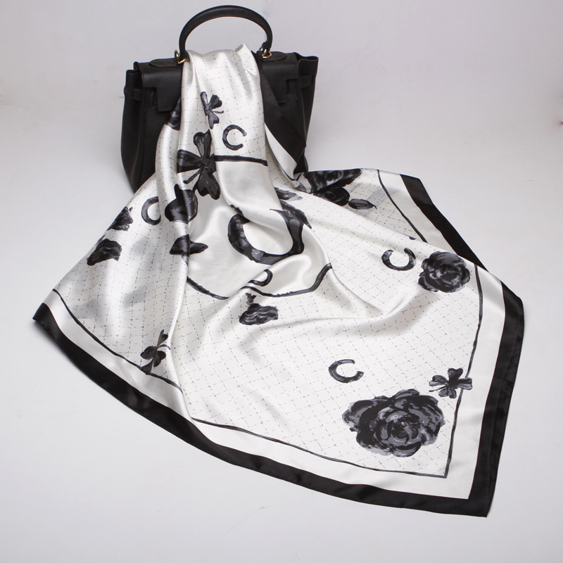 Zhejiang 90cm Fashion Square Scarf Decoration Silk Scarf