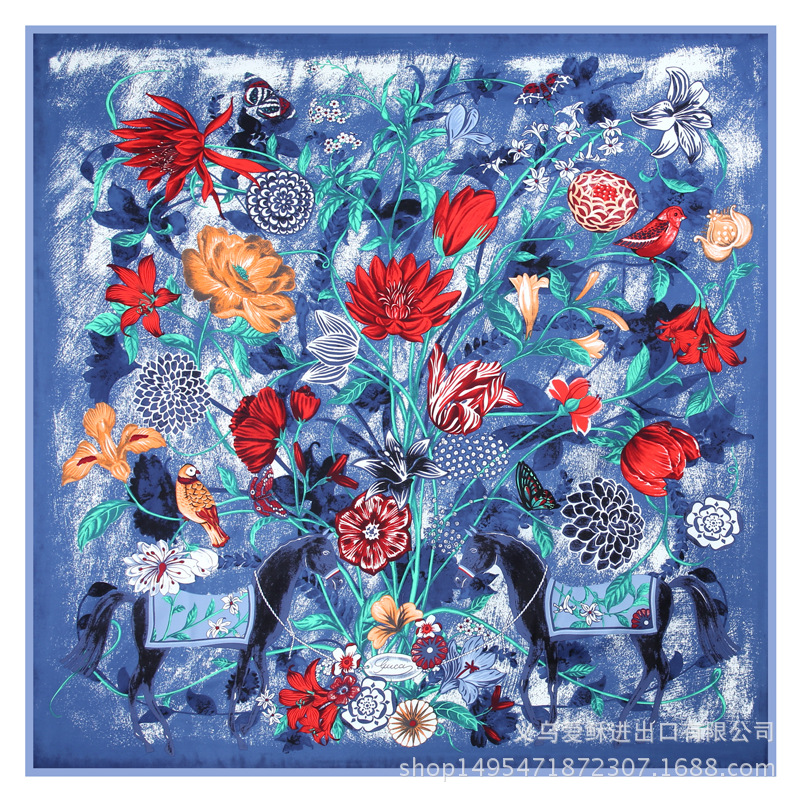 Wholesale shawl flower and bird large square scarf