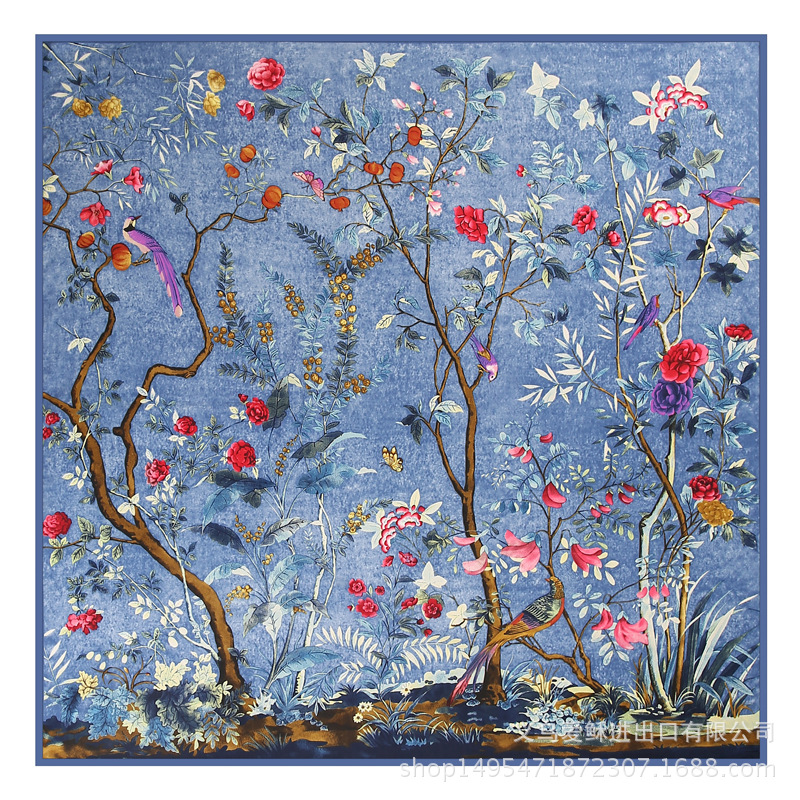 Wholesale shawl flower and bird large square scarf