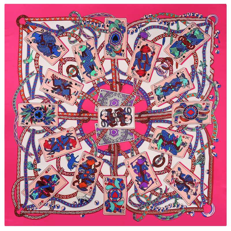 Playing card printing silk scarf wholesale square scarf