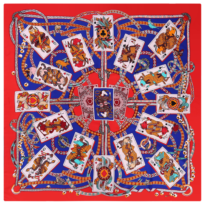 Playing card printing silk scarf wholesale square scarf