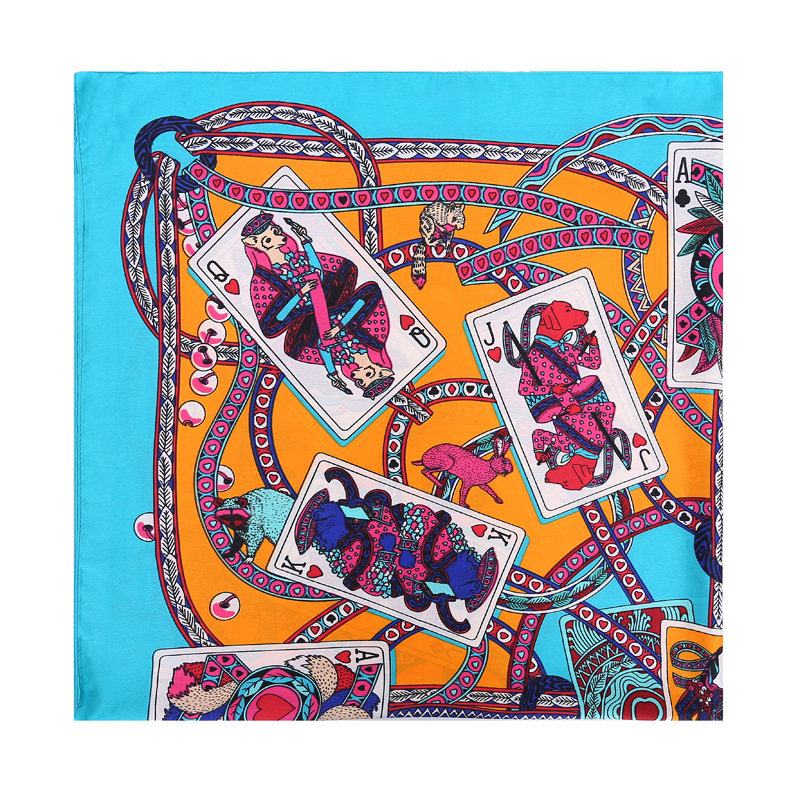 Playing card printing silk scarf wholesale square scarf