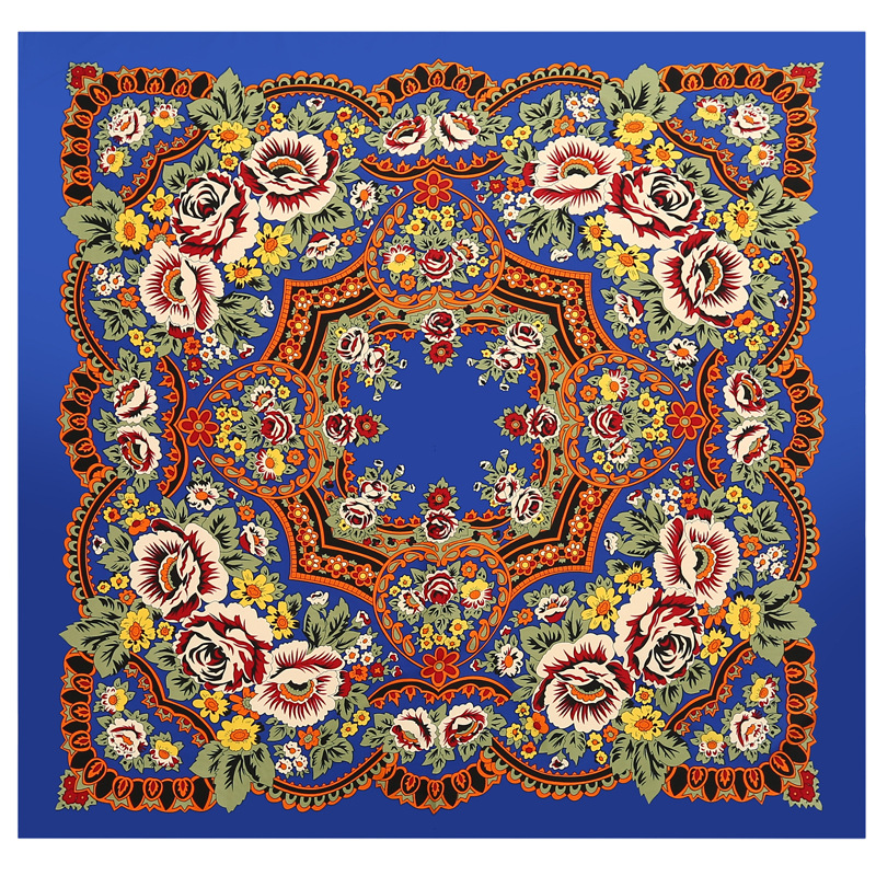 Bohemian floral twill silk square scarf