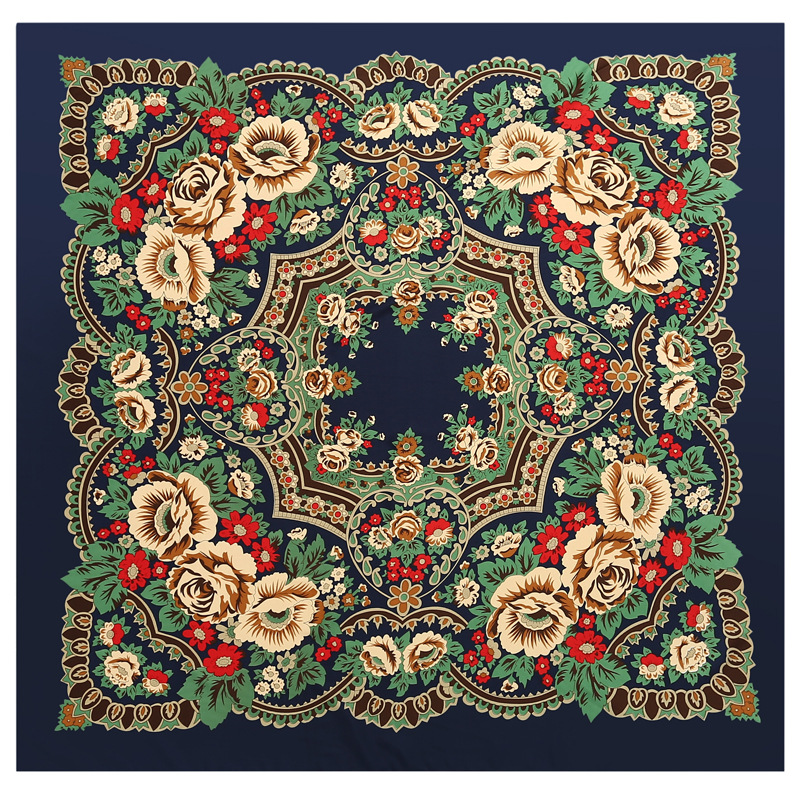 Bohemian floral twill silk square scarf