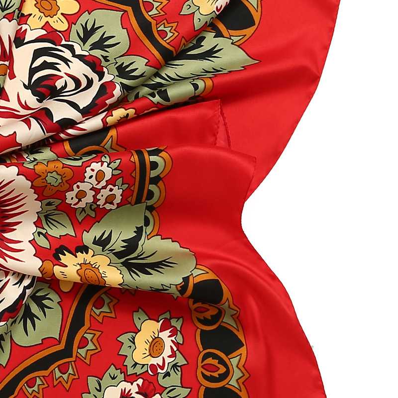 Bohemian floral twill silk square scarf