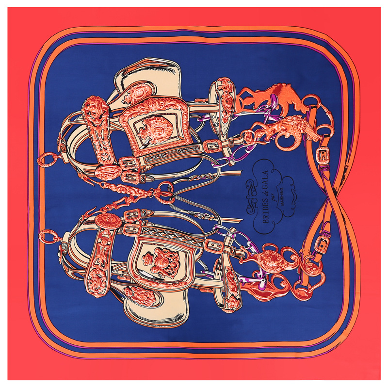 Keychain printed silk scarf large square scarf