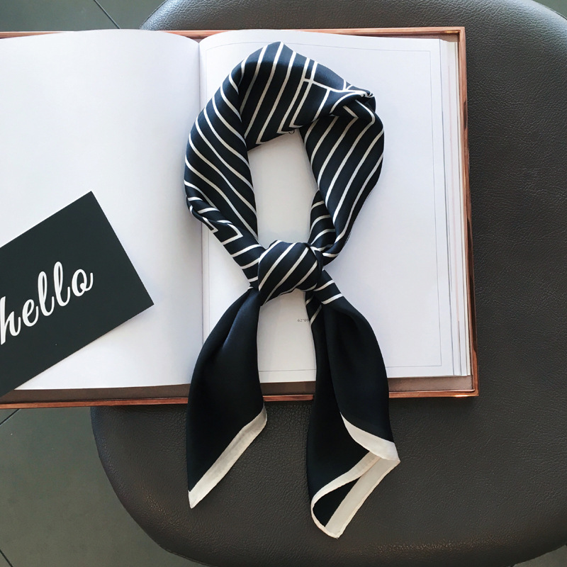 Black and white striped scarf wholesale square scarf