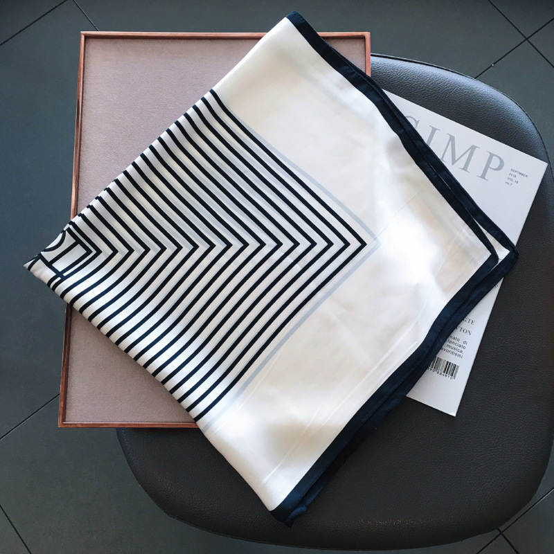Black and white striped scarf wholesale square scarf