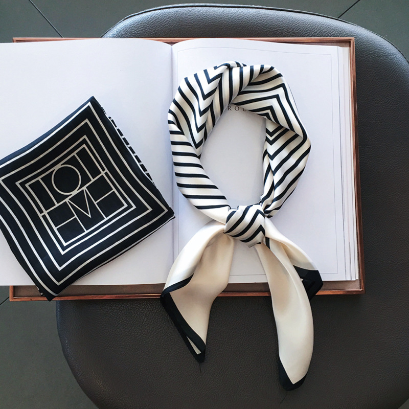 Black and white striped scarf wholesale square scarf