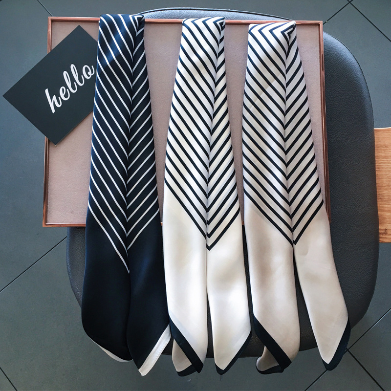 Black and white striped scarf wholesale square scarf