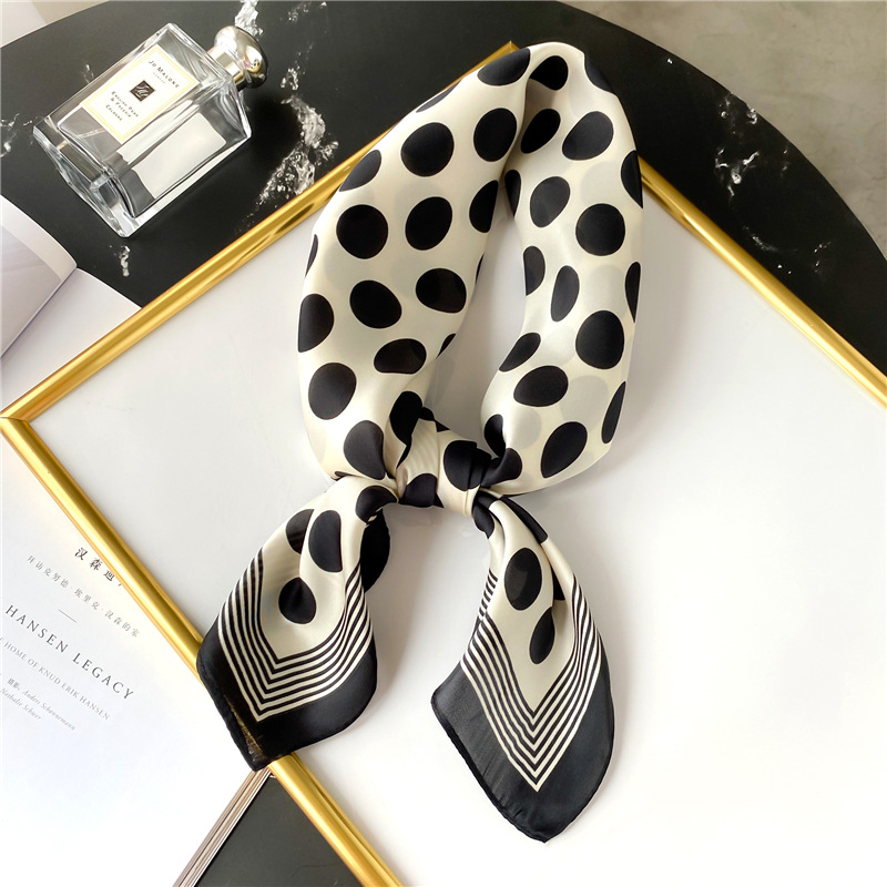 Polka dot silk scarf sunscreen shawl small square