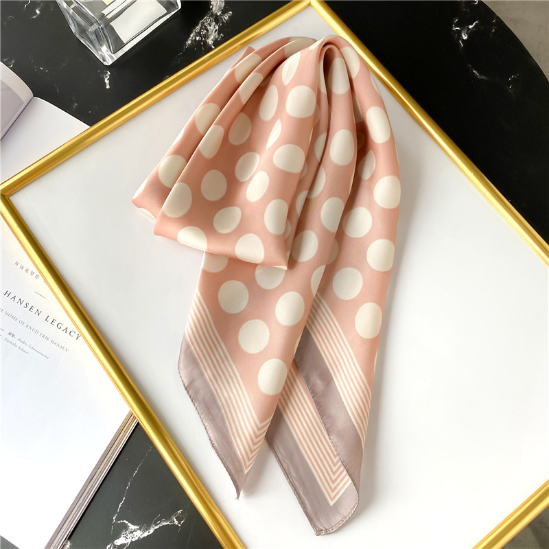 Polka dot silk scarf sunscreen shawl small square