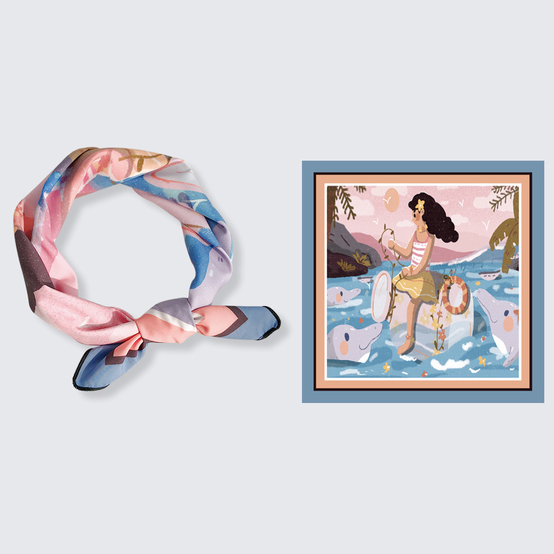 Giraffe decoration square scarf