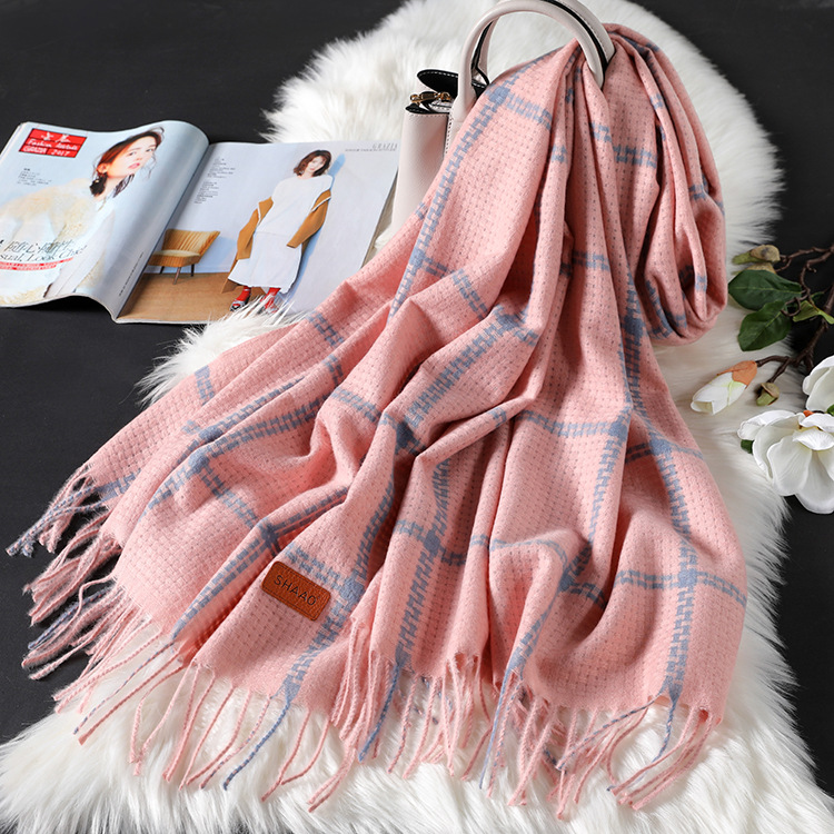 warm cashmere plaid shawl