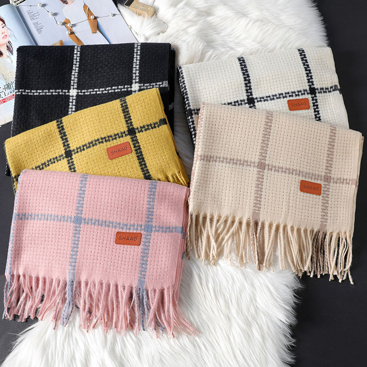 warm cashmere plaid shawl