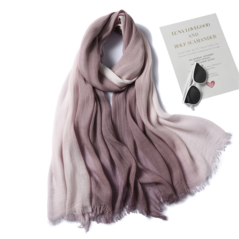 Cotton and linen stitching long scarf