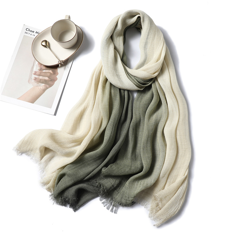 Cotton and linen stitching long scarf