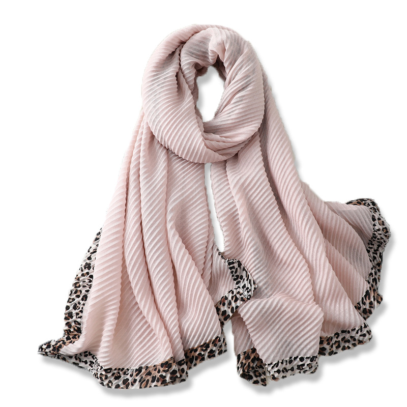 Fashion leopard print cotton and linen scarf