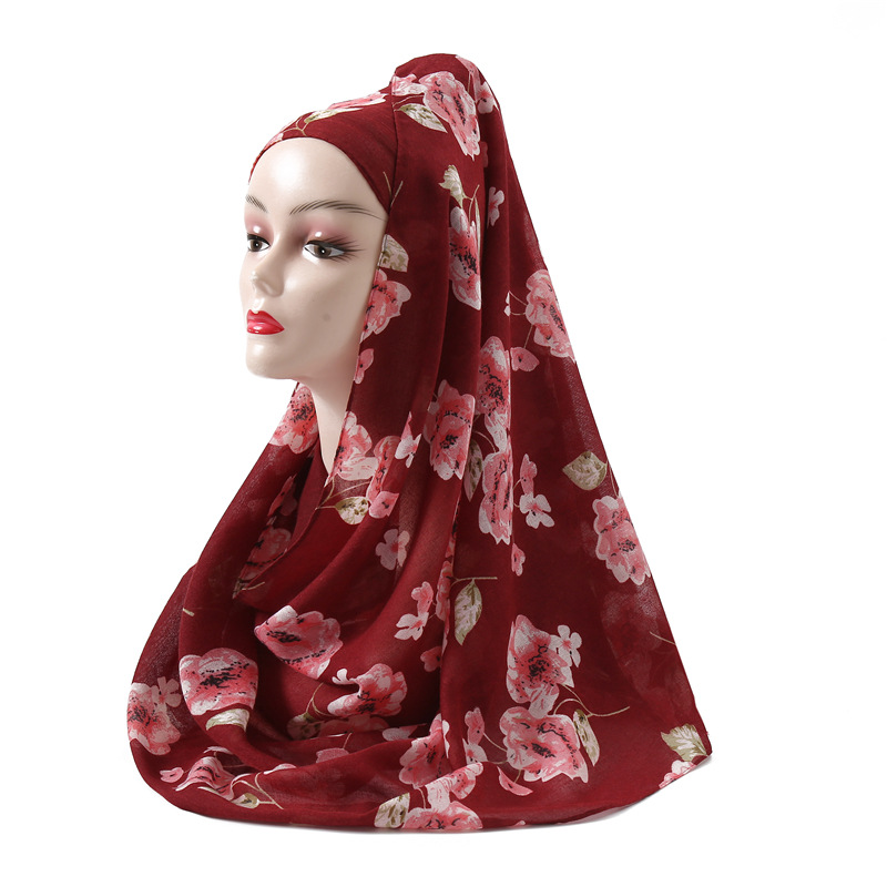 Wholesale floral cotton linen scarf women