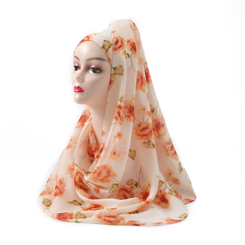 Wholesale floral cotton linen scarf women