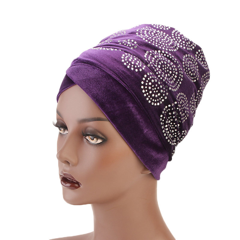 Hot Rhinestone Muslim Scarf Hat