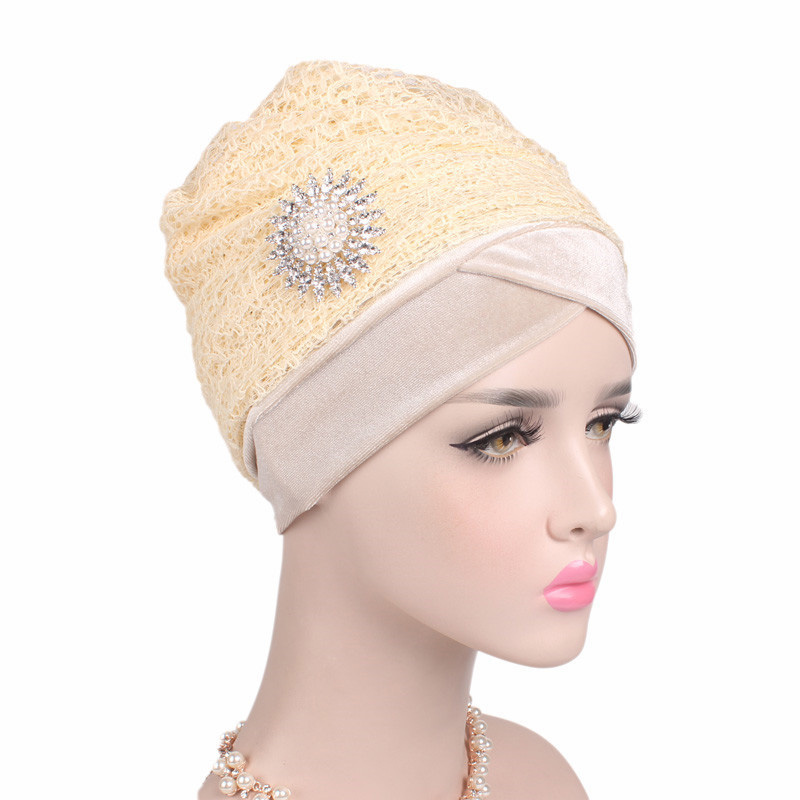 Velvet silk net yarn head scarf