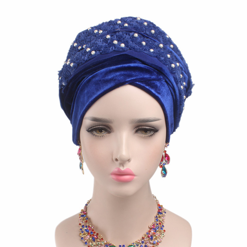 Pearl velvet turban hat wholesale