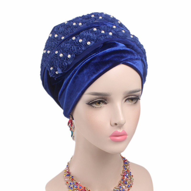 Pearl velvet turban hat wholesale