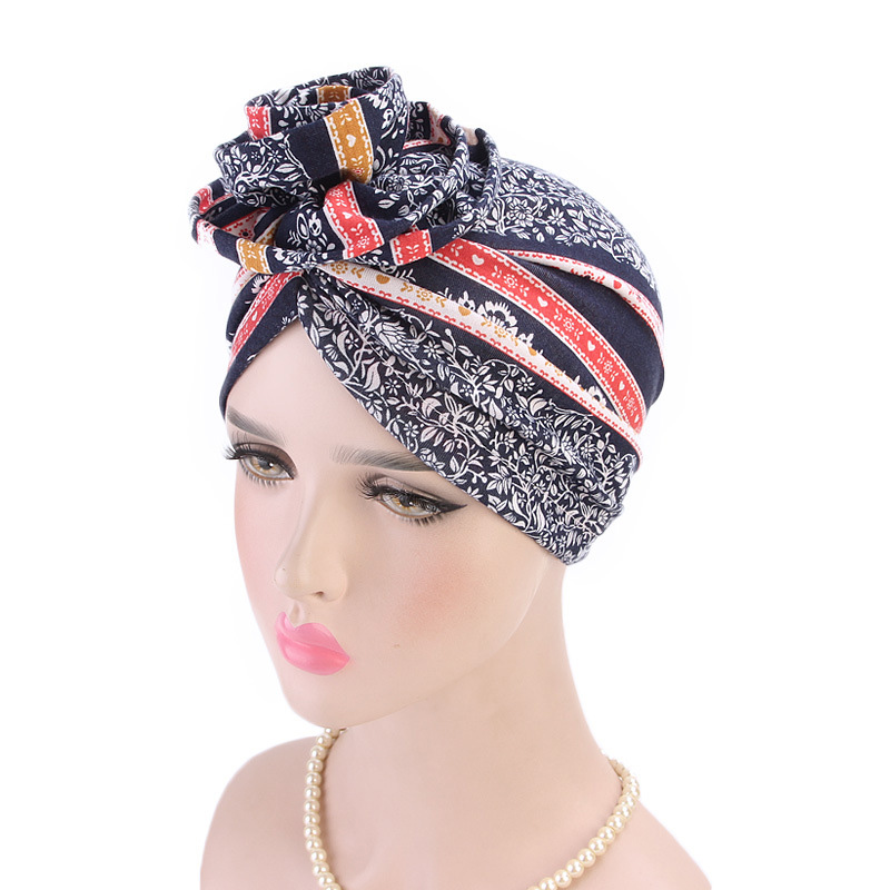 Cotton pan flower turban hat