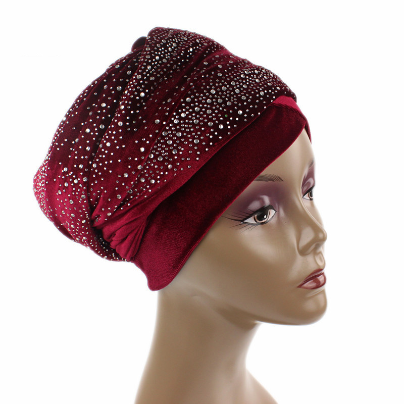 Gypsophila rhinestone velvet turban hat