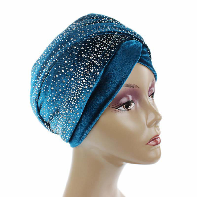 Gypsophila rhinestone velvet turban hat