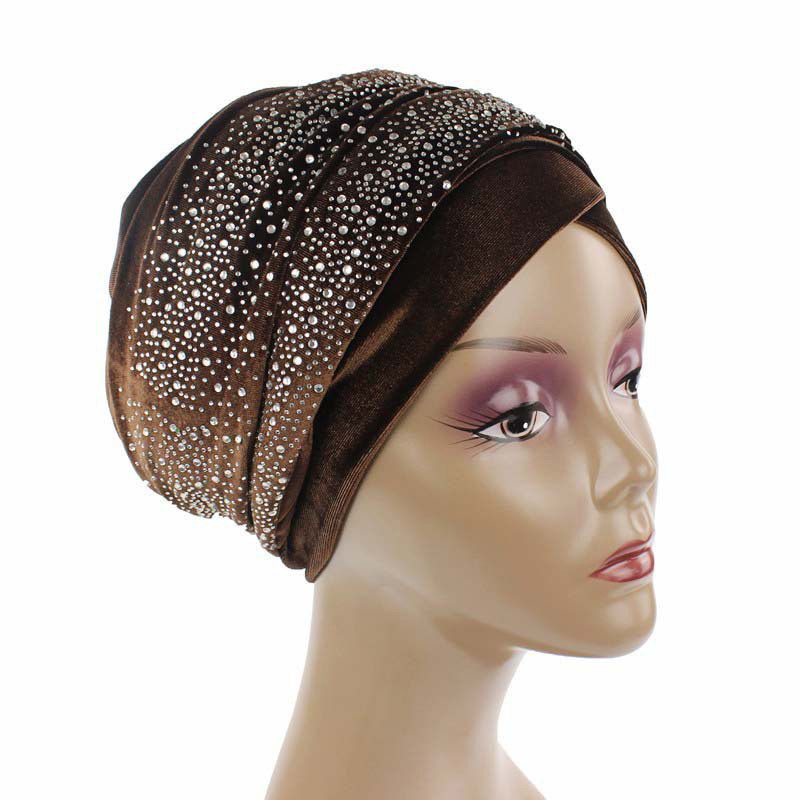 Gypsophila rhinestone velvet turban hat