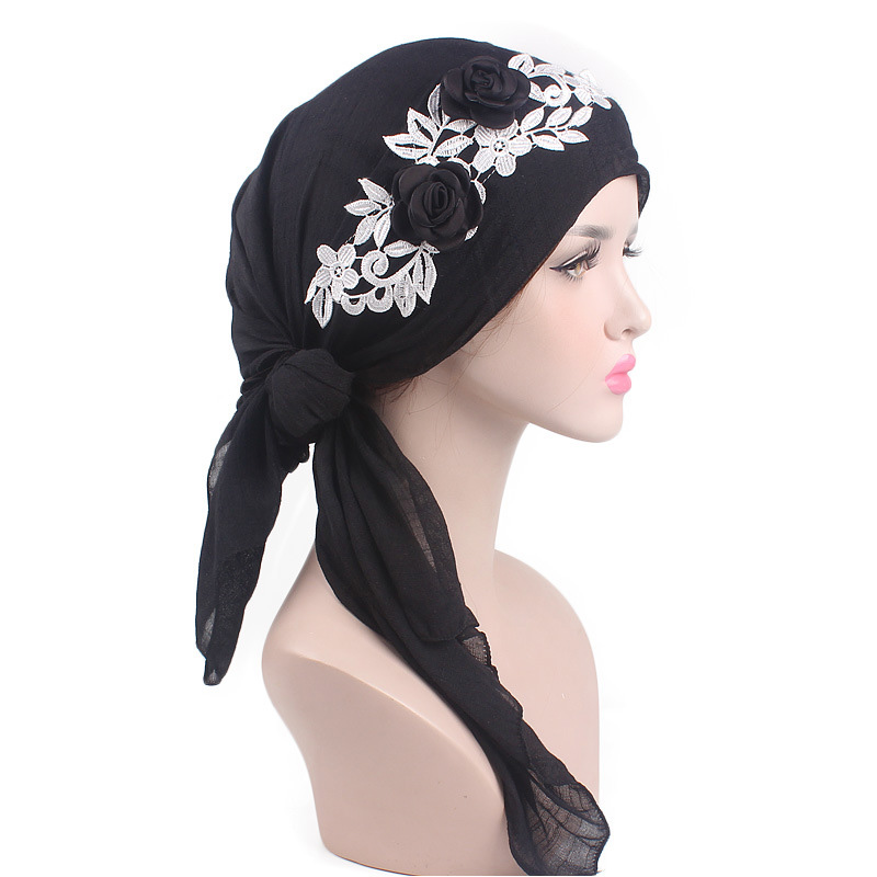 Ladies floral cotton turban hat