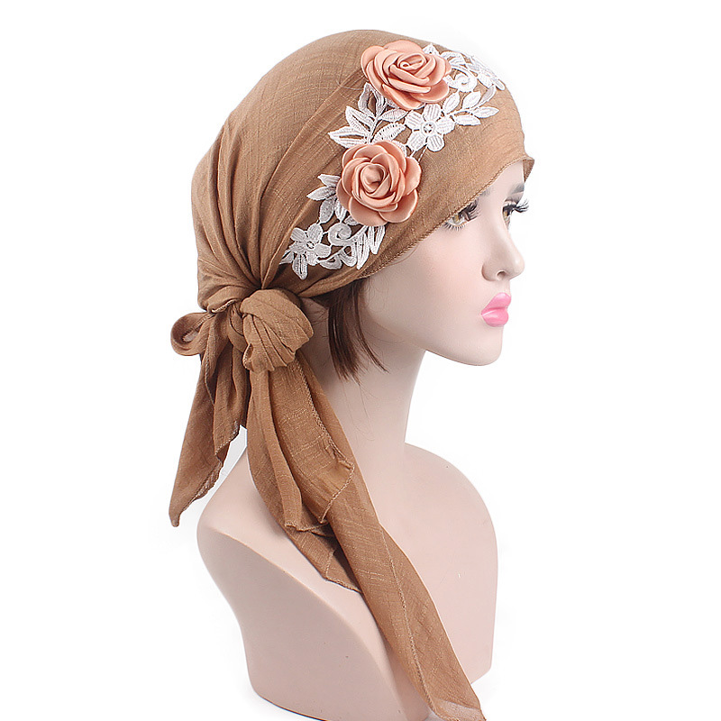 Ladies floral cotton turban hat