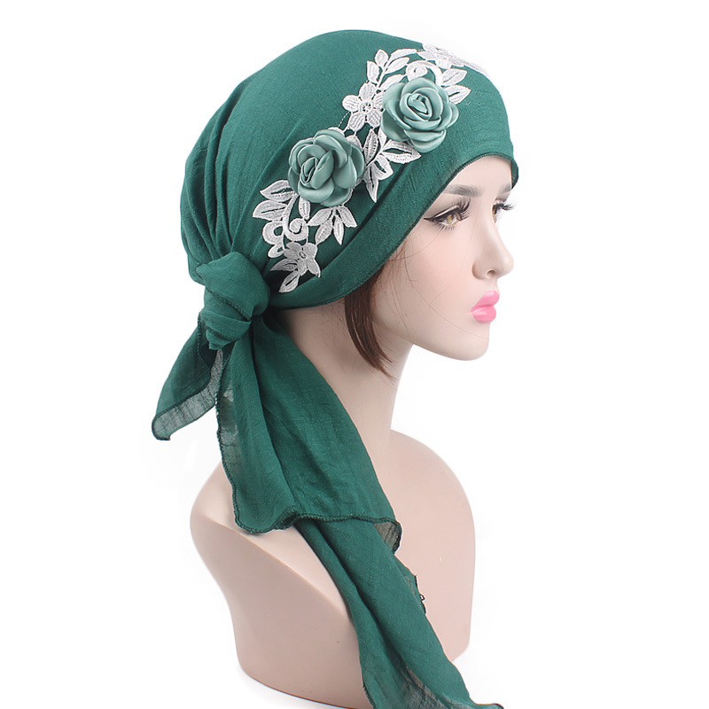 Ladies floral cotton turban hat