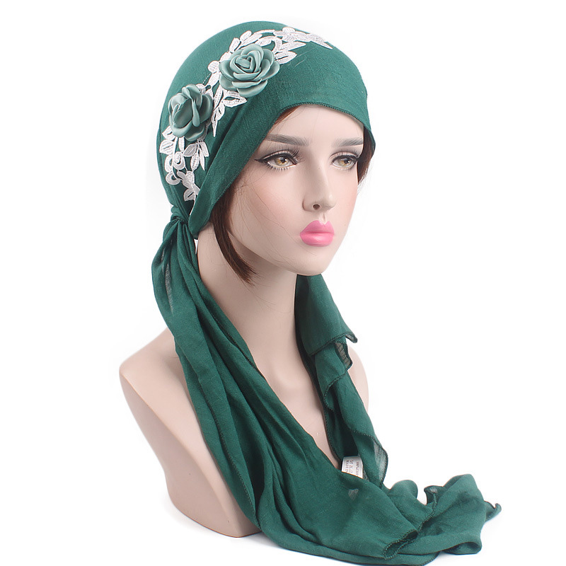 Ladies floral cotton turban hat