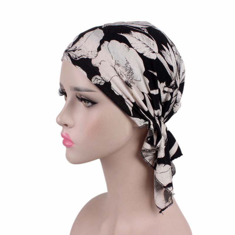 Stretch cotton print turban hat