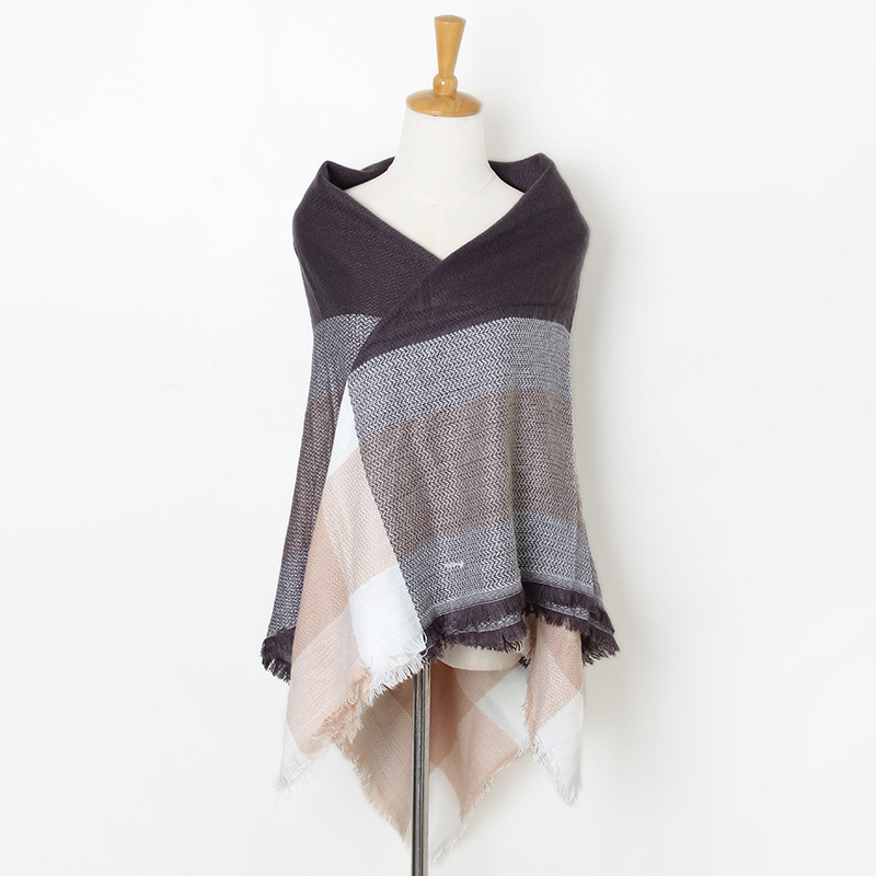 Winter plaid cashmere scarf