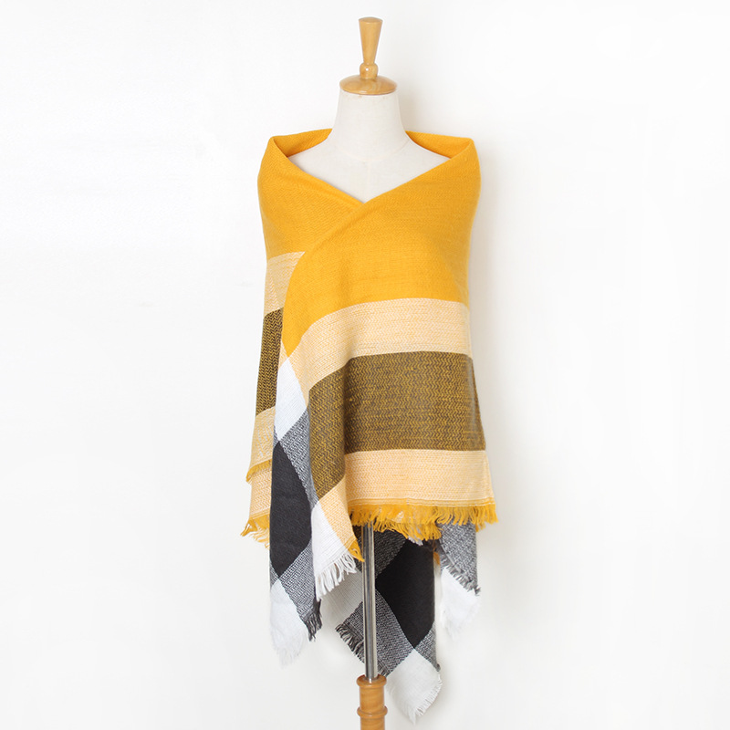 Winter plaid cashmere scarf