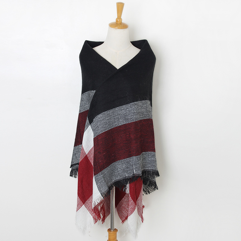 Winter plaid cashmere scarf
