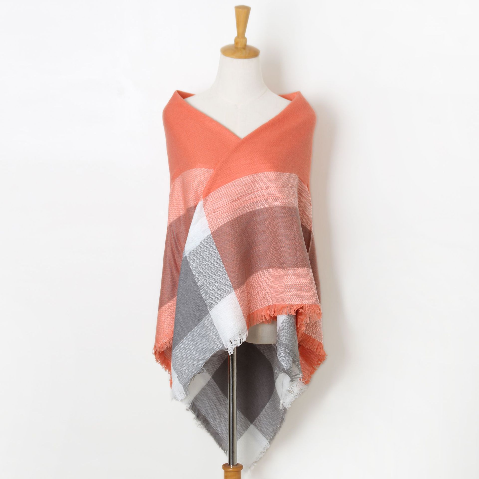 Winter plaid cashmere scarf
