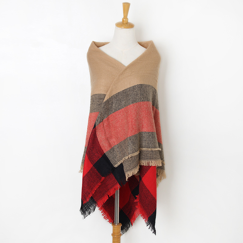 Winter plaid cashmere scarf