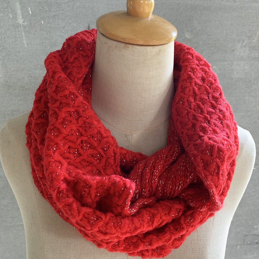 Wool knitted silver silk scarf