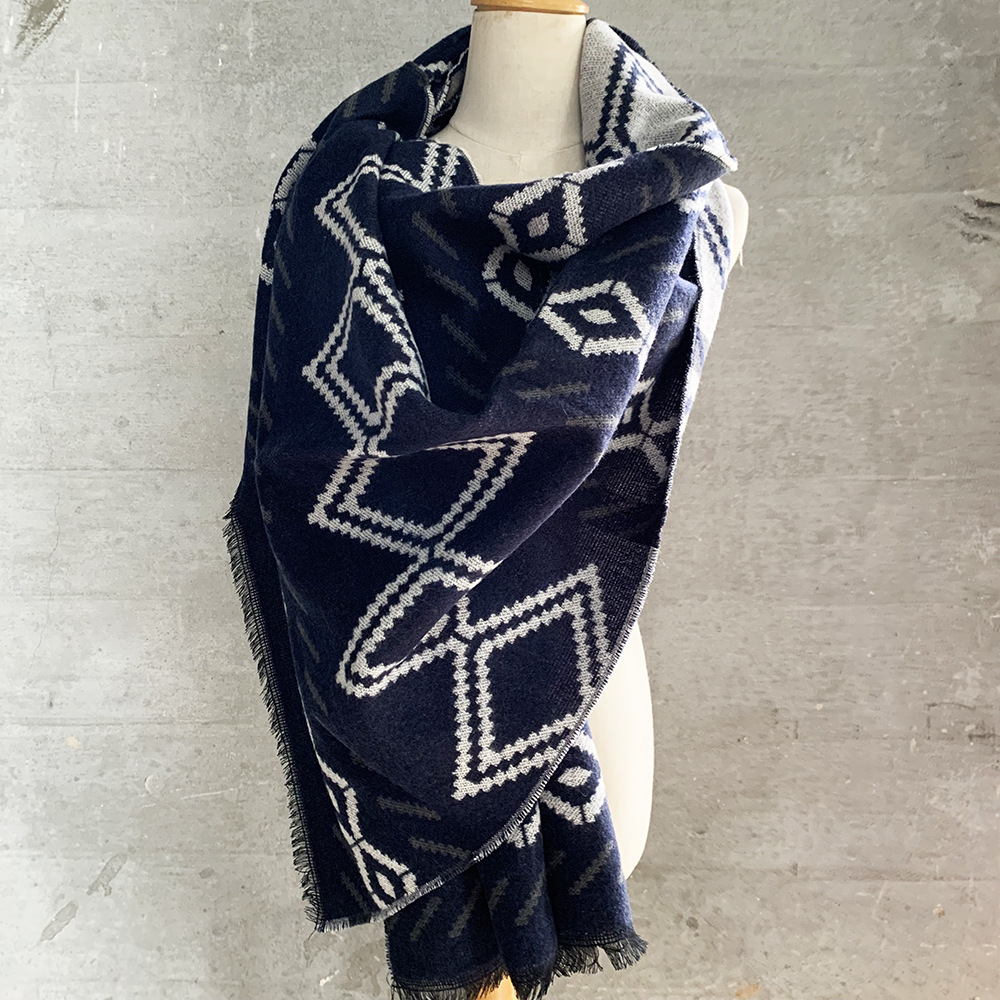 Diamond plaid cashmere shawl
