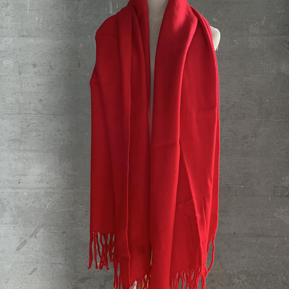 Pure color warm red shawl