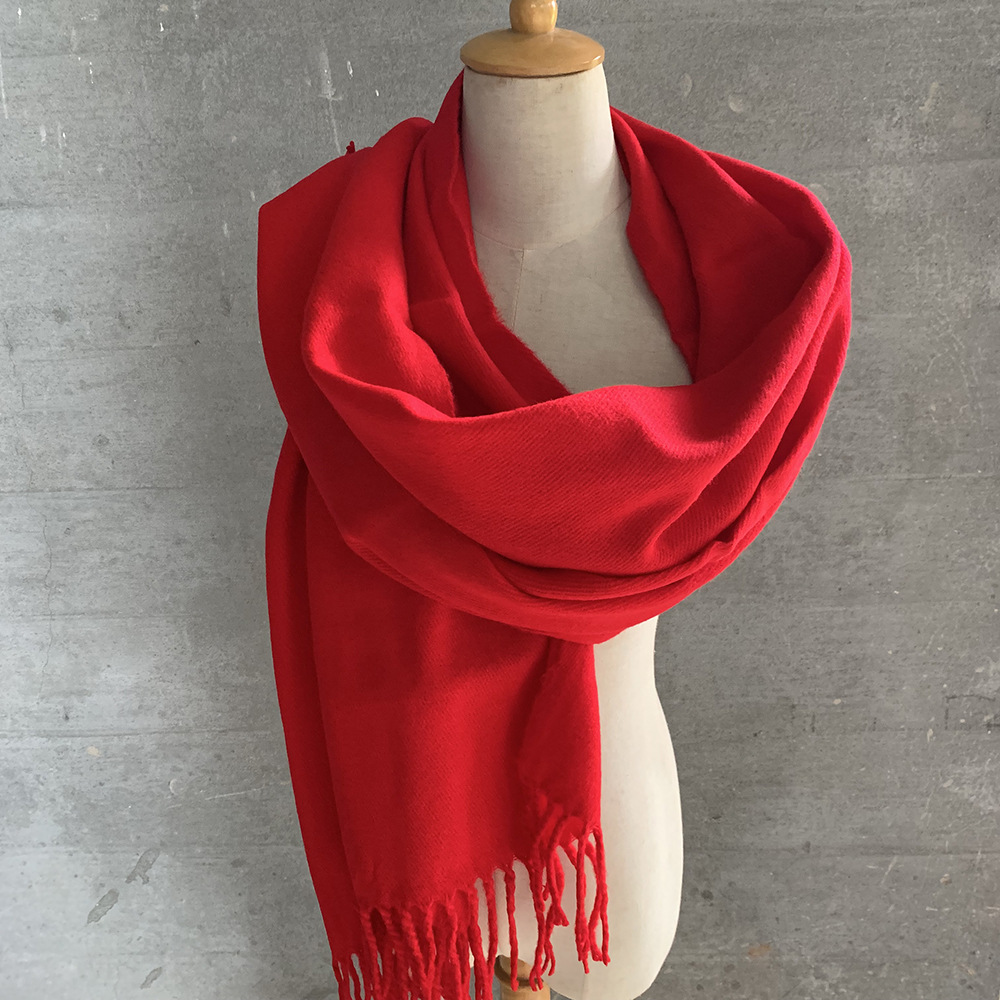 Pure color warm red shawl