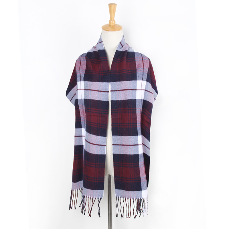 Plaid tassel thickened long scarf